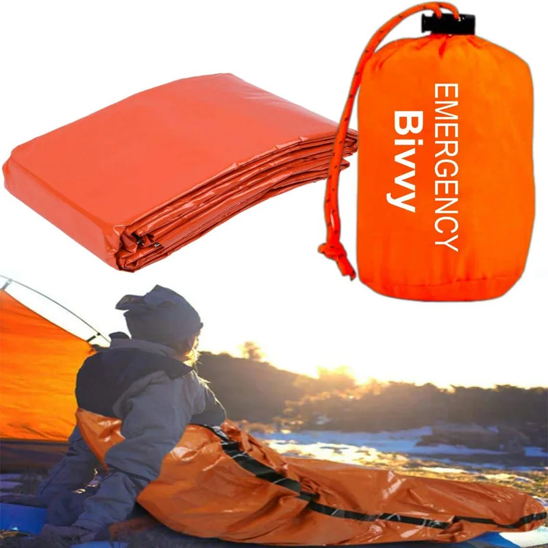 Emergency Rescue Thermal Blanket Reusable Survival Sleeping Bag Portable Waterproof Bivvy Sack for Outdoor Camping Hiking