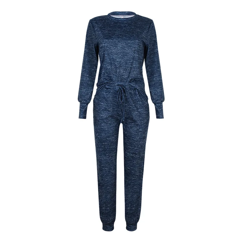 

Donsignet Fashion Women's Suit New Spring Round Neck Pullover Print Hollow Home Short Trousers Two-piece Suit Women