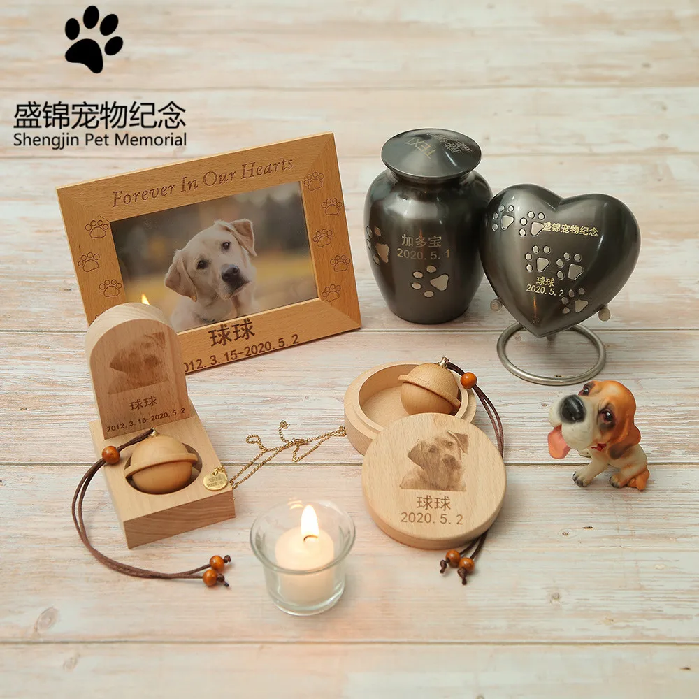 ПЭТ мемориальная Фоторамка деревянная коробка и кулон шар надгробие для памяти