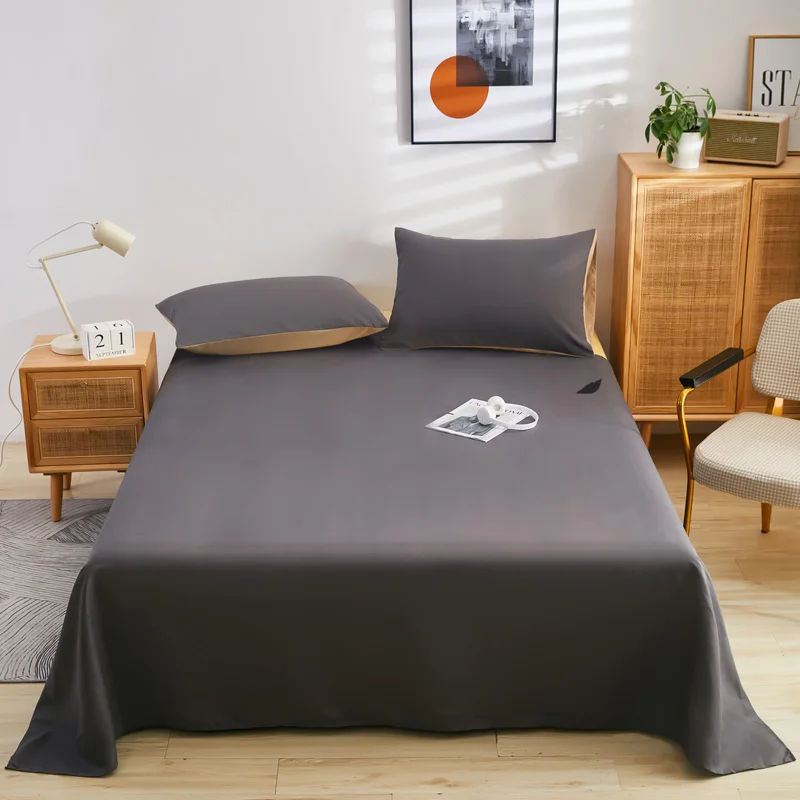 

100% Polyeater Bed Linen Flat Sheet Solid Color Queen King Full Couple Size Home Mattress Cover Adult Kids Hotel No Pillowcase