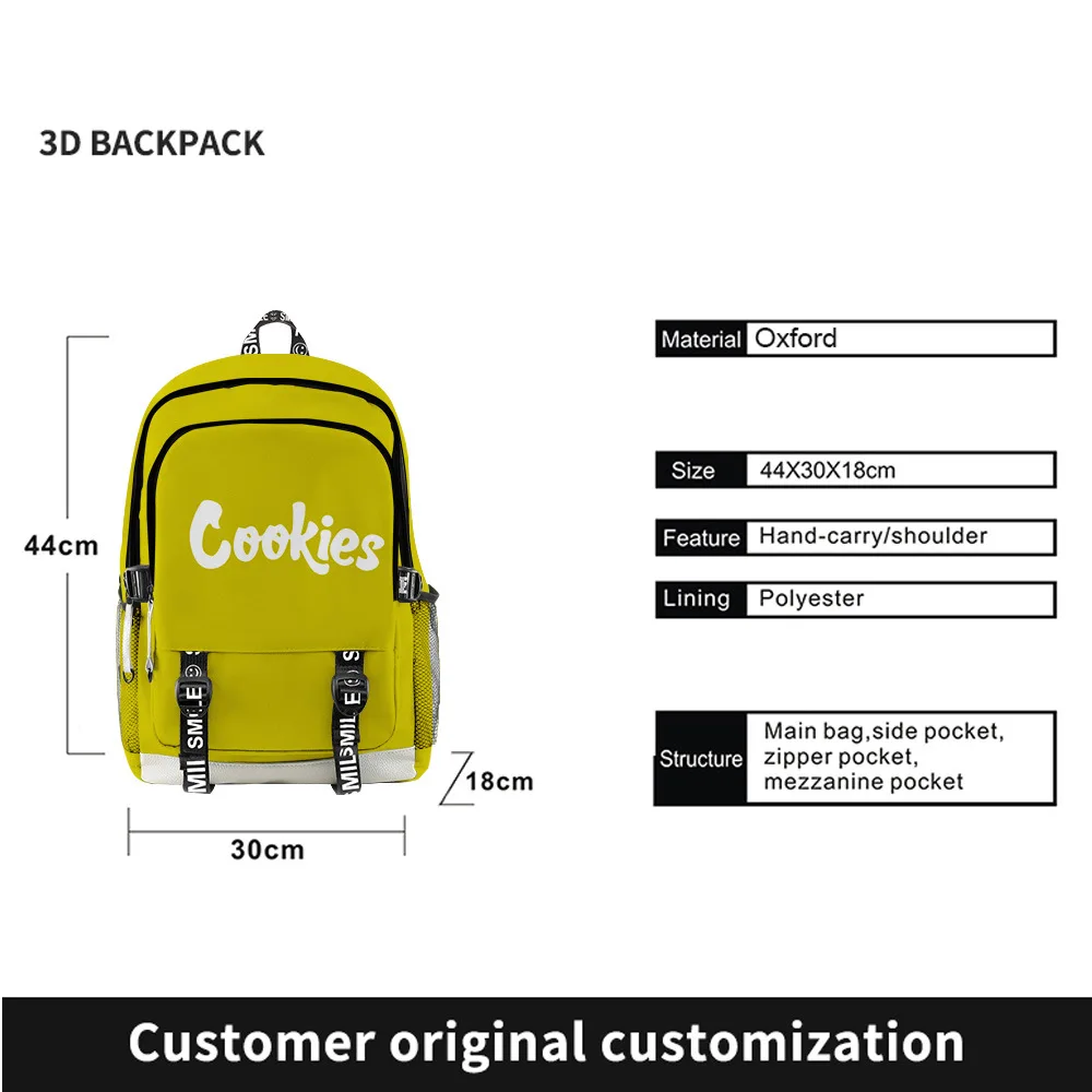 

Laptop Travel Backpacks Men Women Unisex Cookies Teenager Fashion Backpacks 3D Print Oxford Waterproof Boys Girls Fashion Bags