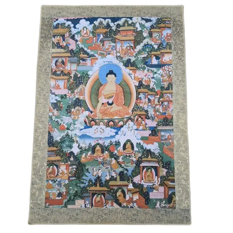 

China old Tibet Paper Thangka like hanging painting fengshui Tibetan Buddha