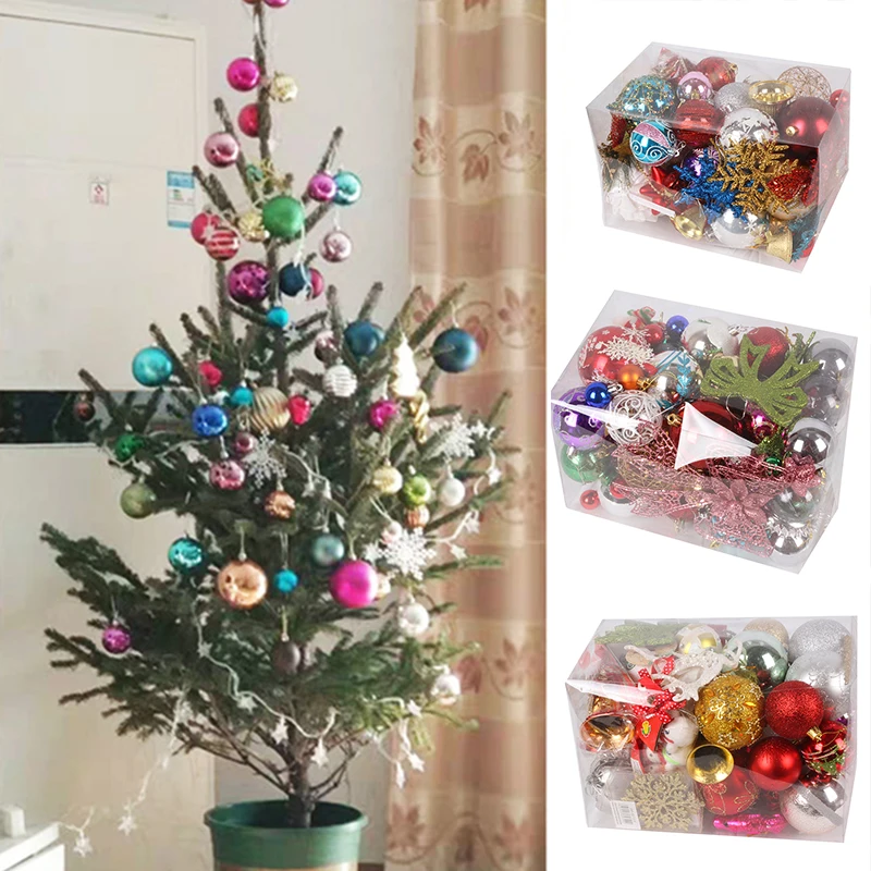 

Набор рождественских шаров для украшения, 60-70 шт., елочные шары, подвесные противоударные шары, набор для семейного праздника, свадьбы SEC88