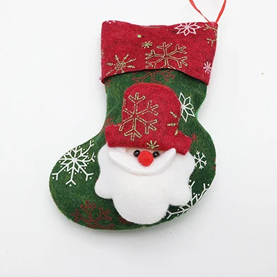 green santa Милые маленькие рождественские чулки, Рождественские Носки с рисунком Санта-Клауса, снеговика, лося, медведя, Подарочная сумка для детей, украшения на рождественскую елку - Цвет: green santa