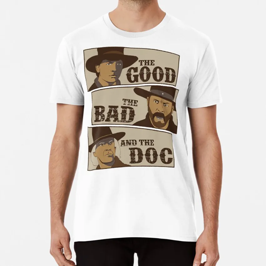 The Good Bad And Doc T Shirt Back To Future Marty Brown Emmett Biff tanen Mad Dog|Мужские футболки| |