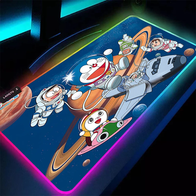 

Large Office RGB LED Illumination Mouse Pad Mat Game Gamer Gaming Mousepad Keyboard Compute Anime Desk Mat Doraemon