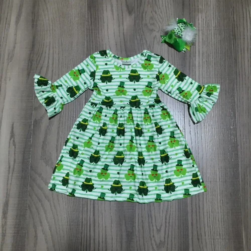 Одежда для маленьких девочек платье на День Святого Патрика с принтом клевера smeil