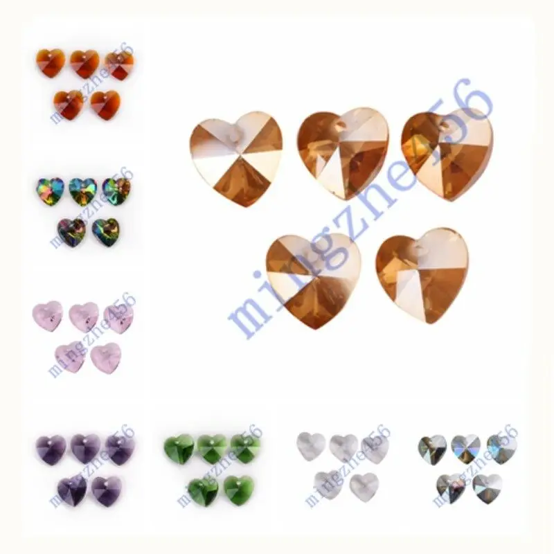 

10/30pcs Crystal Heart Faceted Pendant Glass Charms Beads 14mm Findings