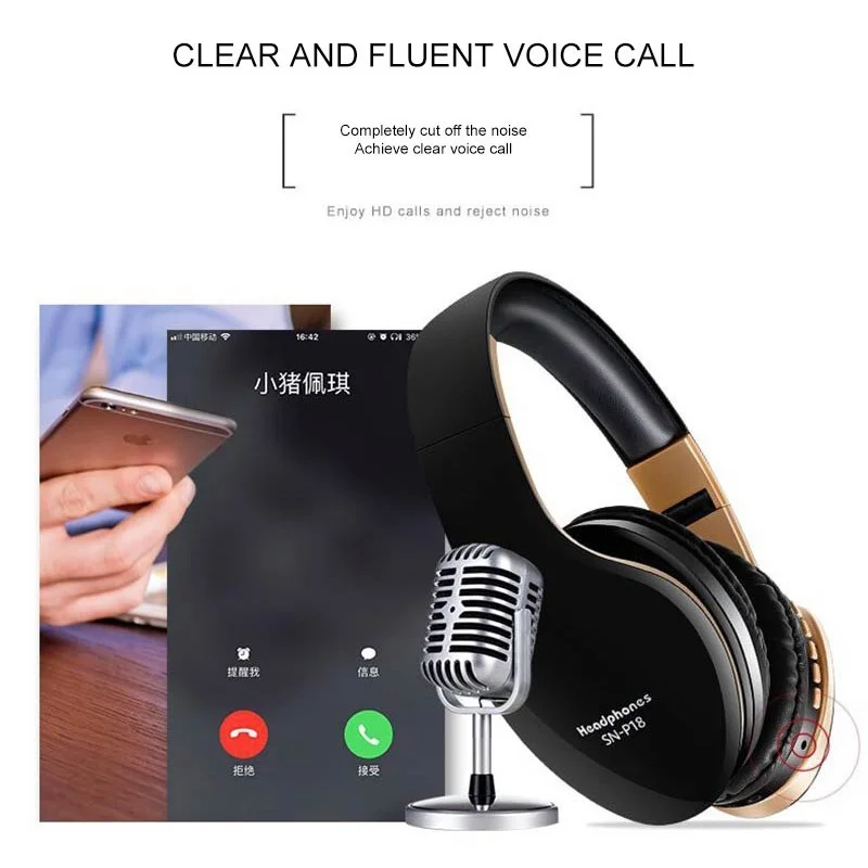 

Wireless Headpone Bluetooth Headsets FM MP3 Foldablel Deep Bass Stereo Noise Reduction Gaming Earphone Mic For Mobile PC Xbox