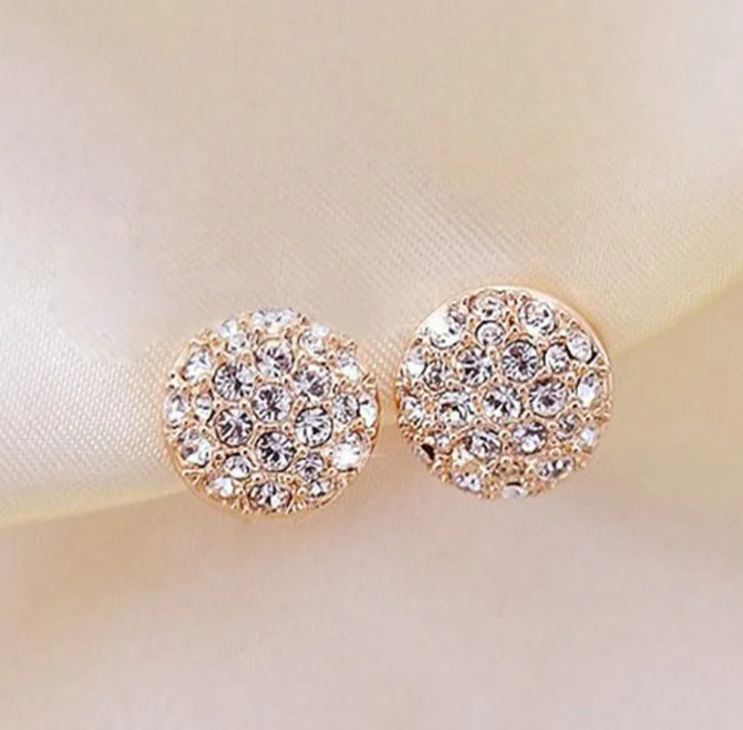 

Elegant Gorgeous Rhinestone Zircon Round Stud Earrings For Women Mini Charm Diamond Girl Victory Gift Stud Earrings For Women