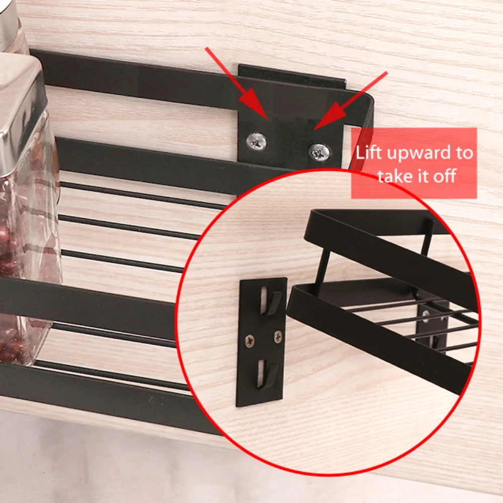

Free of punch Stainless Steel Wall Mounted Shelf Spice Seasoning Jar Rack Kitchen Organizer Rack Shelf Bottle Holder Rack