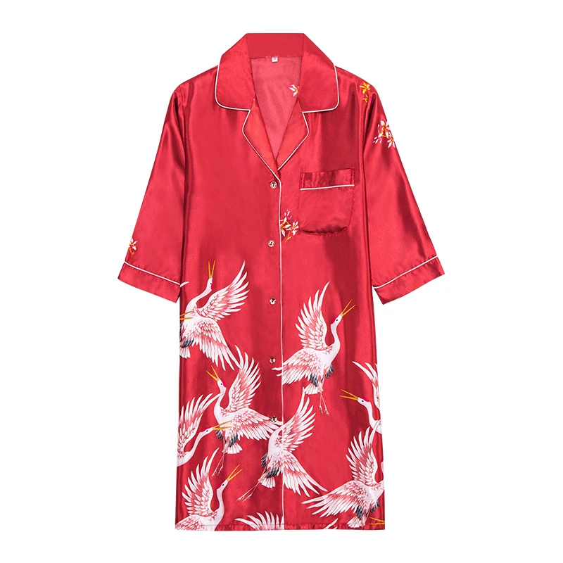 Женская ночная рубашка до колен YAO TING удобная мягкая серая винно-красная с