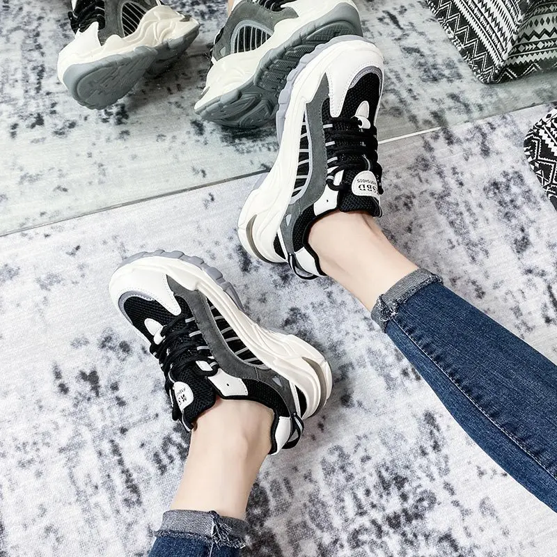 

2020 spring and autumn new fashion daddy shoes women's trendy all-match breathable thick-soled casual sports shoes X429