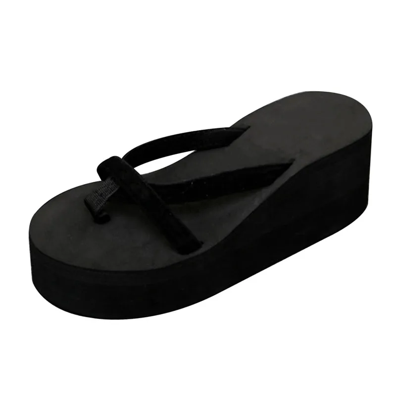 

2021 Women Slippers Fashion Summer High Heel Slippers Beach Flops Slipper Platform Beach Shoes Sandals Non-slip Feet