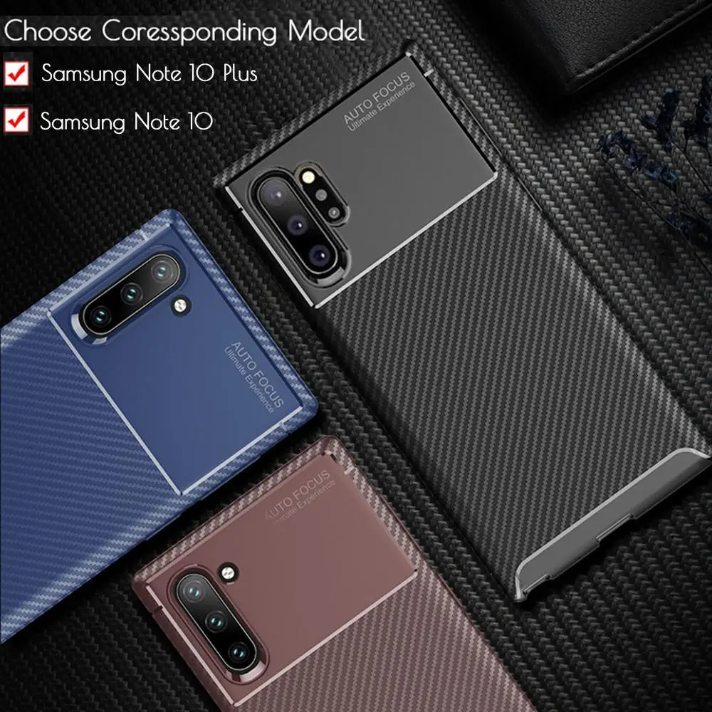 

For Samsung Galaxy Note 10 Plus Case Luxury Carbon FIber Cover 360Full Protection Phone Case For Samsung Note 10+ Cover Bumper