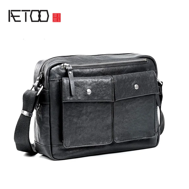 Кожаная повседневная сумка-мессенджер AETOO из воловьей кожи с поперечным сечением