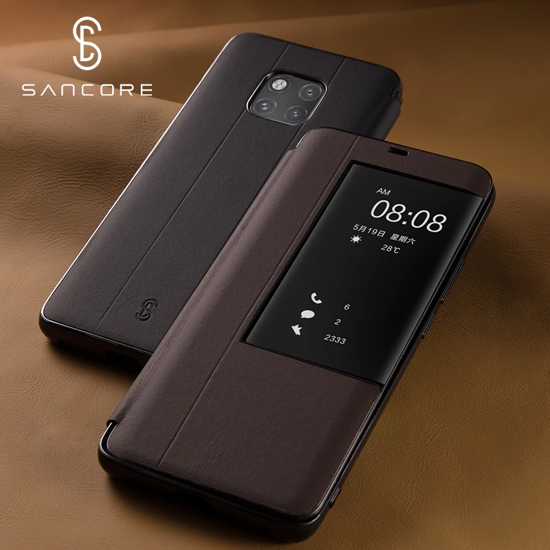 Роскошный флип кейс Sancore из кожи наппа для телефона HUAWEI Mate20/Mate20 pro прозрачная