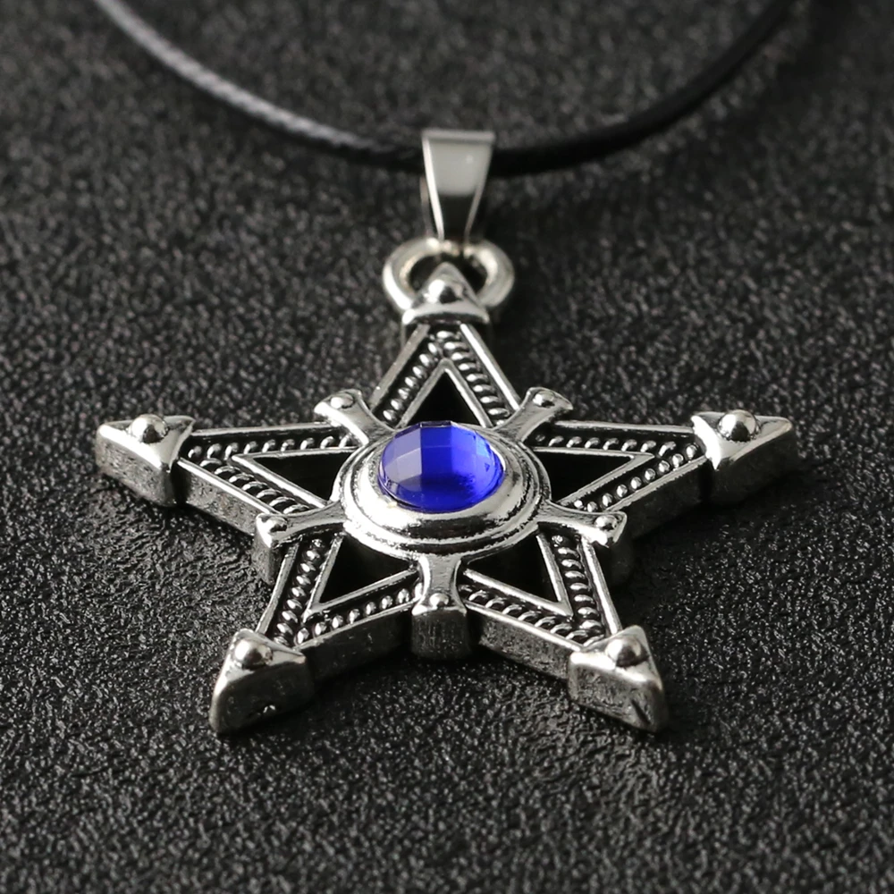 Ожерелье Black Rock Shooter пентаграмма звезда амулет античный серебряный цвет кулон