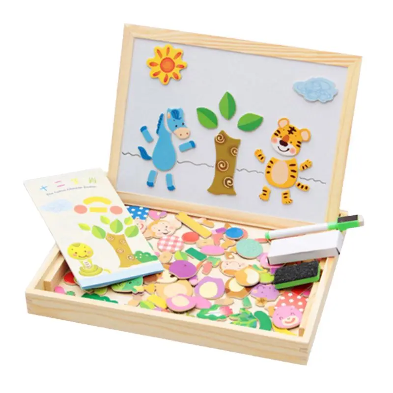 

2020 New Drop Shop. Children Wooden Drawing Board Magnetic Puzzle Painting Board Educational Toy