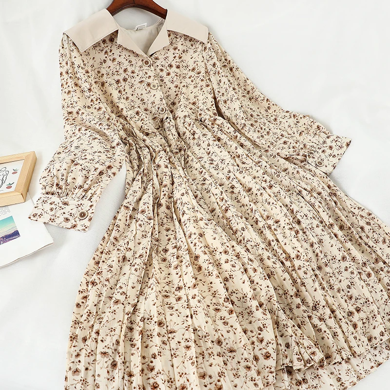 OCEANLOVE Spring Floral Women Dress High Waist Fashion 2020 Korean Chic New Long Dresses Vintage A-line Elegant Vestidos 15574 | Женская
