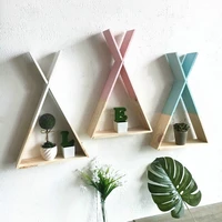 39237 5cm nordic wooden triangle wall mounted frame display shelf storage rack home living room bedroom wall decorative