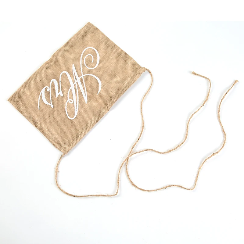 2pcs/pack Mr & Mrs Burlap Chair Banner Set Photography SignsMark Sign Rustic Wedding Party Decorations | Дом и сад