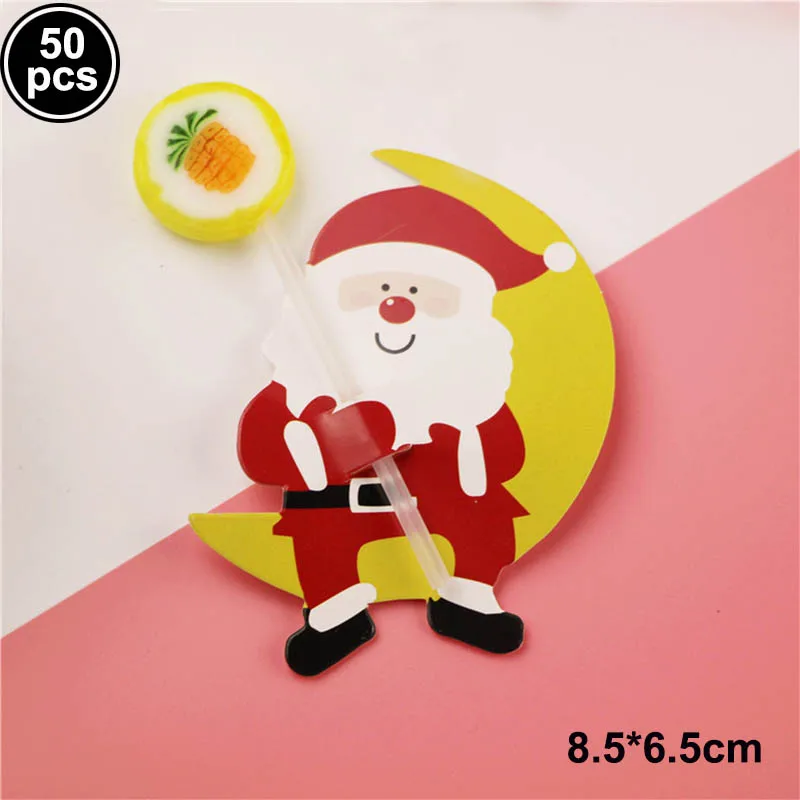 A 50pcs 50 шт./упак. Симпатичные DIY Санта Клаус шаблон бумажные приглашения карты леденец открытки Рождественский Подарочный пакет Декор - Цвет: A 50pcs