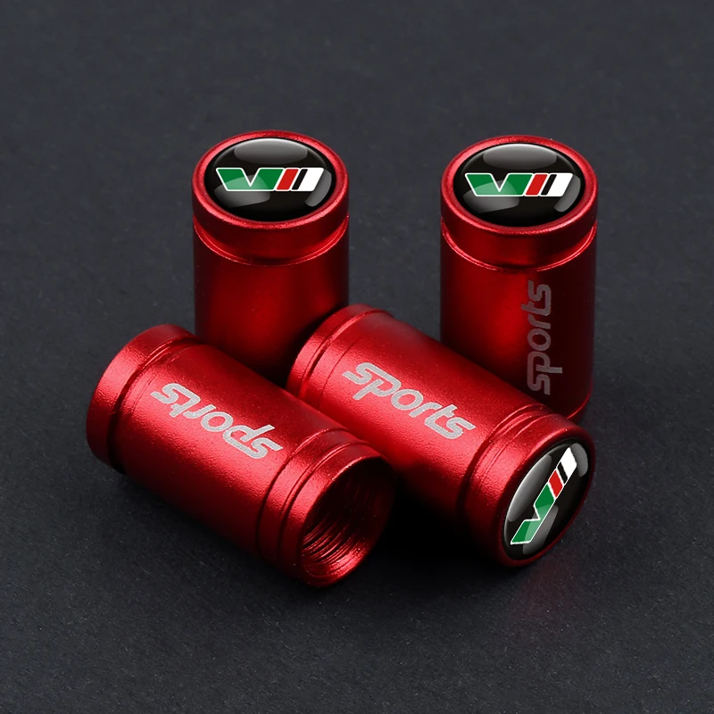 VII red Автомобильный Стайлинг, 4 шт., эмблема VII, колпачки для автомобильных колес, колпачки для клапанов, чехол для skoda octavia a 5 a 7 2 fabia rapid yeti superb, аксессуары - Цвет: VII red