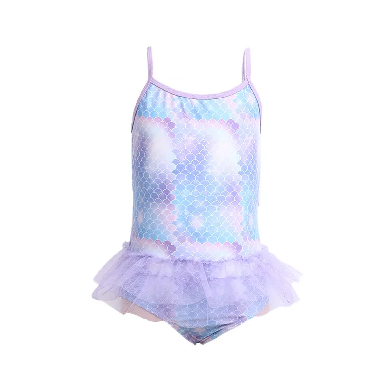 

Children's One-Piece Swimsuit Cute Girl Princess Baby Sling Fantasy Purple Swimsuit