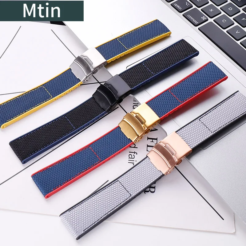 Nylon strap men's watch accessories For Breitling watch strap outdoor sports rubber strap ladies 22mm24mm buckle Watch band