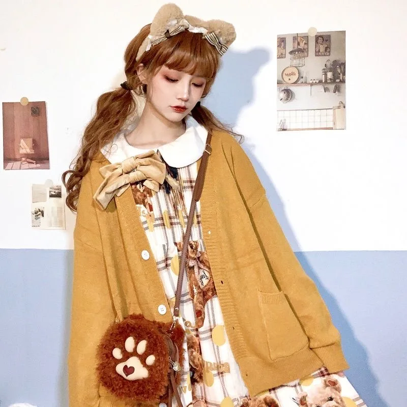 

2022 Cardigan Women Solid Oversize Harajuku Loose Sweaters Student Preppy Sweet Girl Cute All-match Soft Basic Knitwear