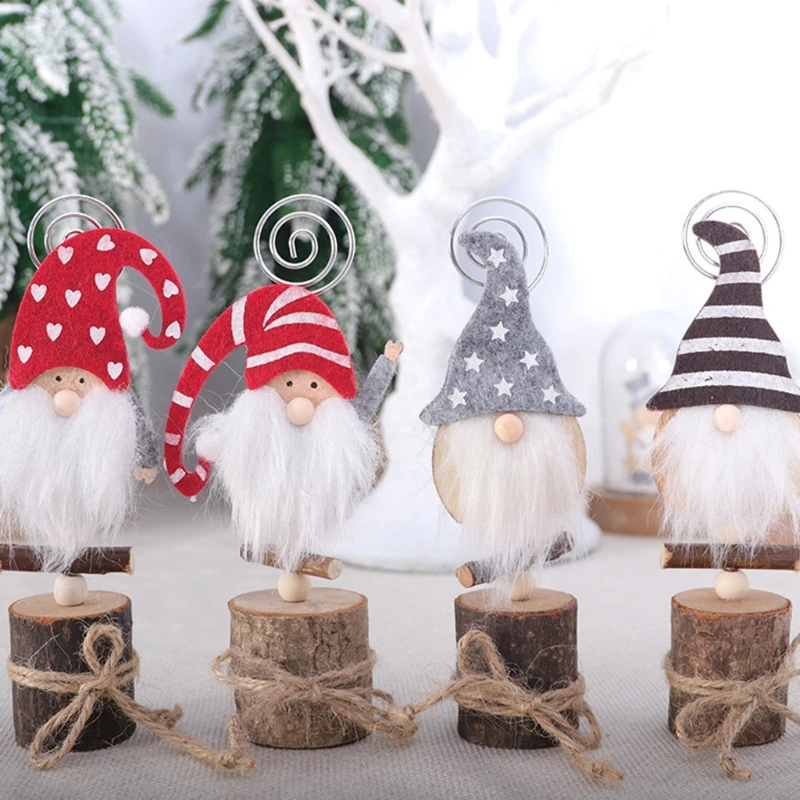 

esk Memo Clip Cartoon Santa Figure W/ Wood Base Metal Clip Picture Memo Holder Direct Transportation Fast Reach