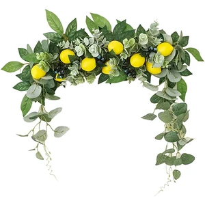 Greenery Swag Artificial Lemon Fruit Swag Front Door Hanging Eucalyptus Leaves for Home Window Wall Wedding Arch Decor