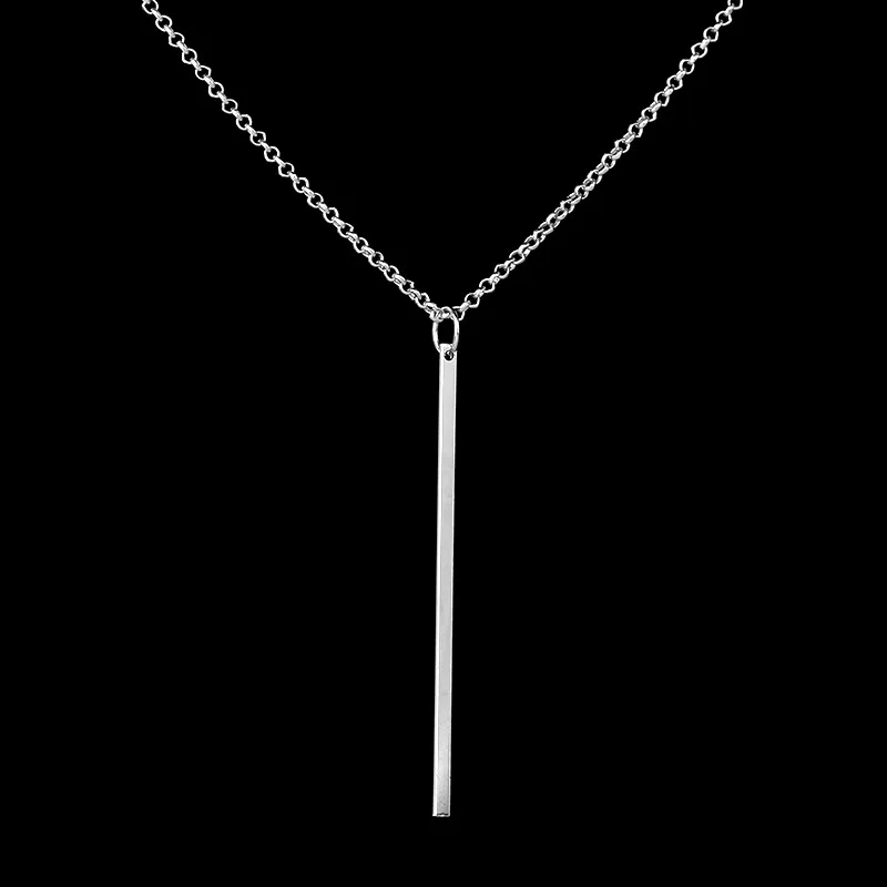 

Simple Classic fashion Stick Pendant Necklace Hollow Girl Long Link Chain Square Copper Necklaces long Strip Jewelry for women