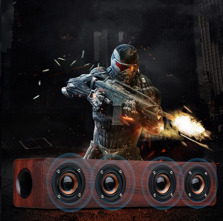 20 Вт деревянный Портативный бас колонки домашнего Театр стерео акустическая