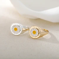 stainless steel daisy metal ring for women couple large signet ring flower retro index finger engagement rings accessories