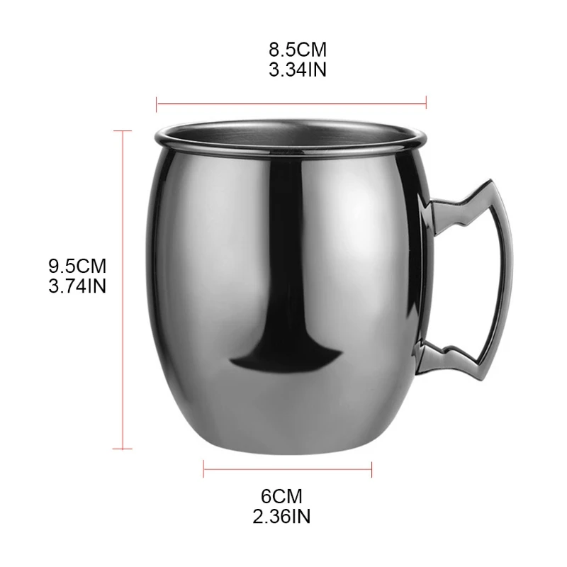 

530ml 18 Ounces Moscow Mule Mug Stainless Steel Coffee Cup for Beer Cocktail Drinking Kitchen Bar Home Party Supplies