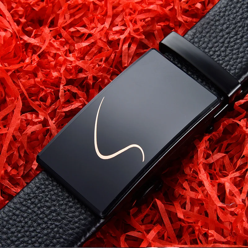 

NEW Men Belt Plus Size120 130 140 150cm Genuine Leather Automatic Buckle Black Strap Waist Belt Cummerbunds cinturon hombre 2021