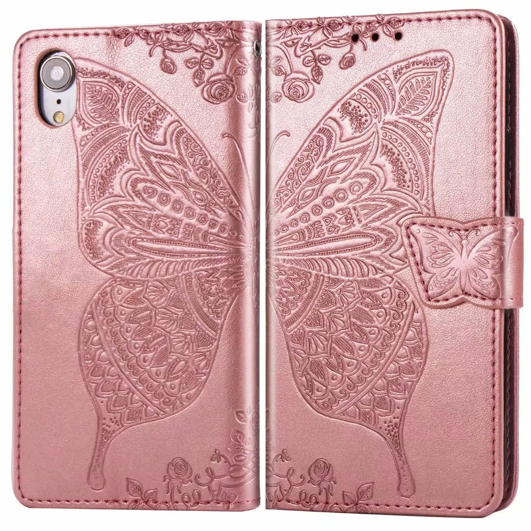 Rose Кожаный чехол для телефона с рисунком бабочки для iPhone 6, 6S Plus, 7, 8 Plus, 11 Pro Max, откидная Подставка для Apple iPhone X, XS, чехол для Max XR - Цвет: Rose