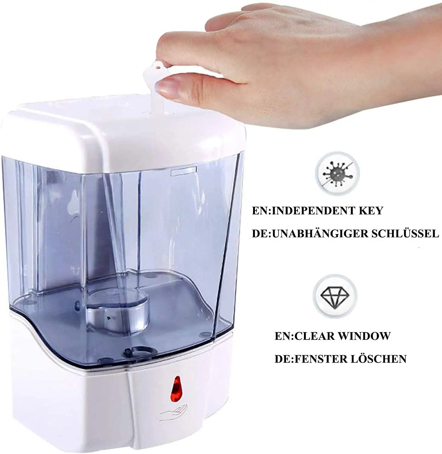 

700ml Capacity Automatic Soap Dispenser Touchless Sensor Hand Sanitizer Detergent Dispenser Wall Mounted For Bathroom Kitchen
