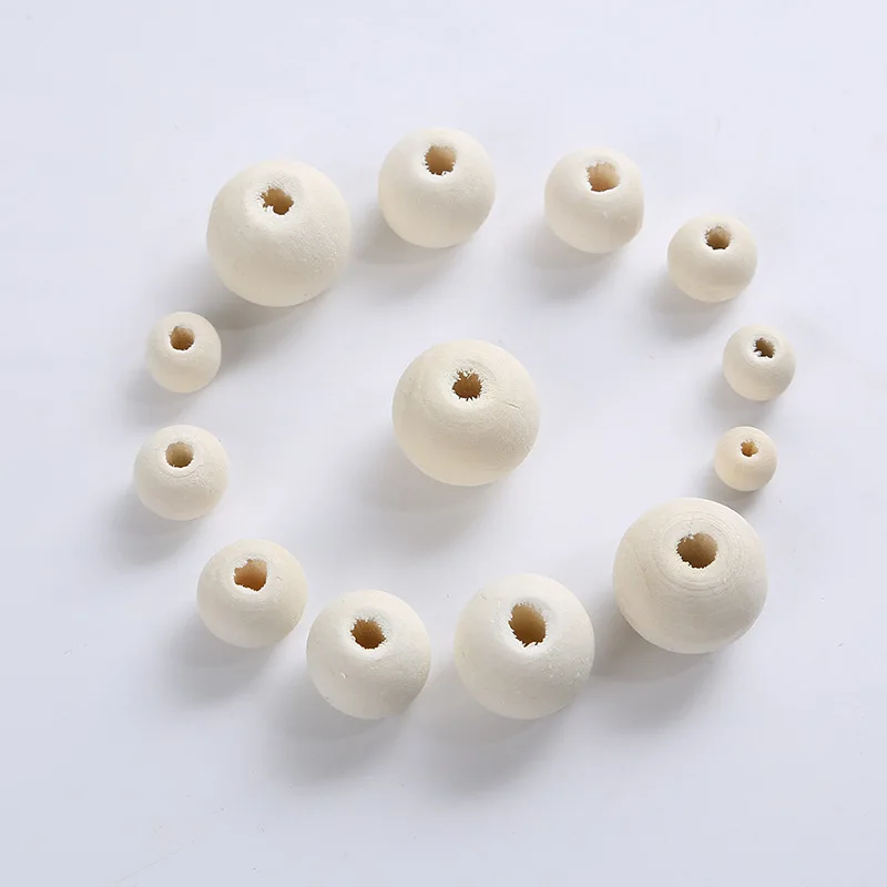 

6-20mm DIY Natural Wood Beads Spacer Wooden Beads Eco-Friendly Unfinished Wood Beads Lead-Free Balls Wood Color jewelry making