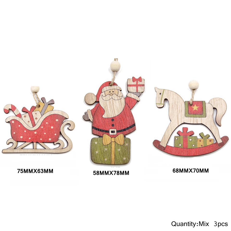 Деревянные рождественские подвески DIY House 3 шт.