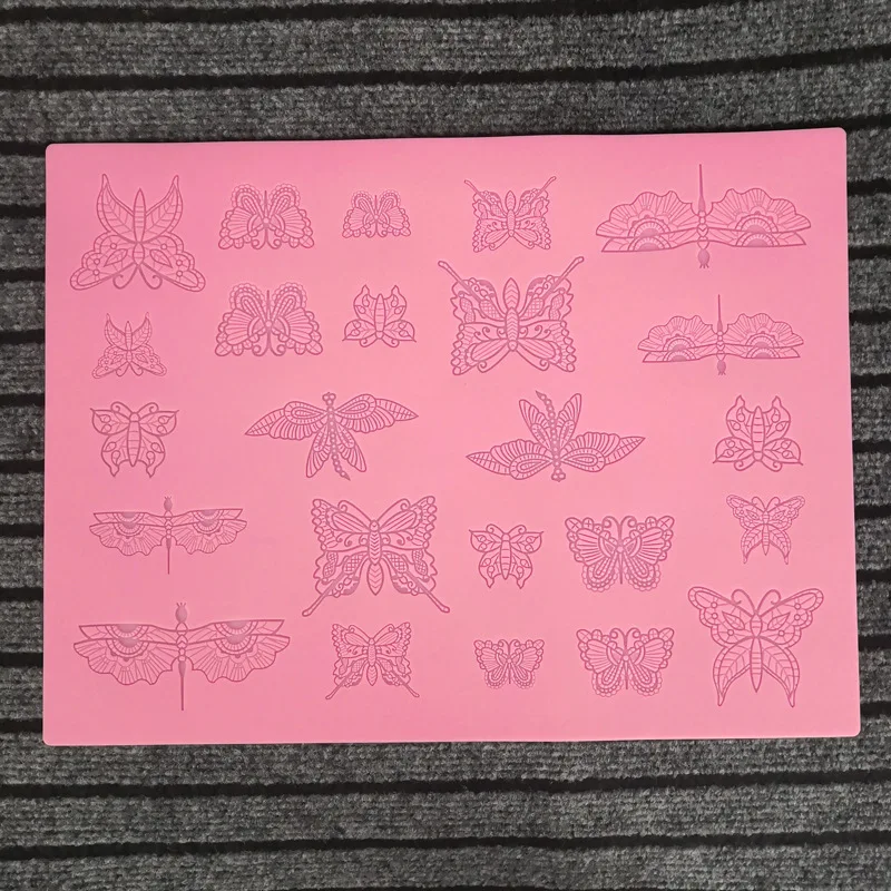 Новинка силиконовая форма с бабочкой стрекозой кружевом насекомыми помадкой