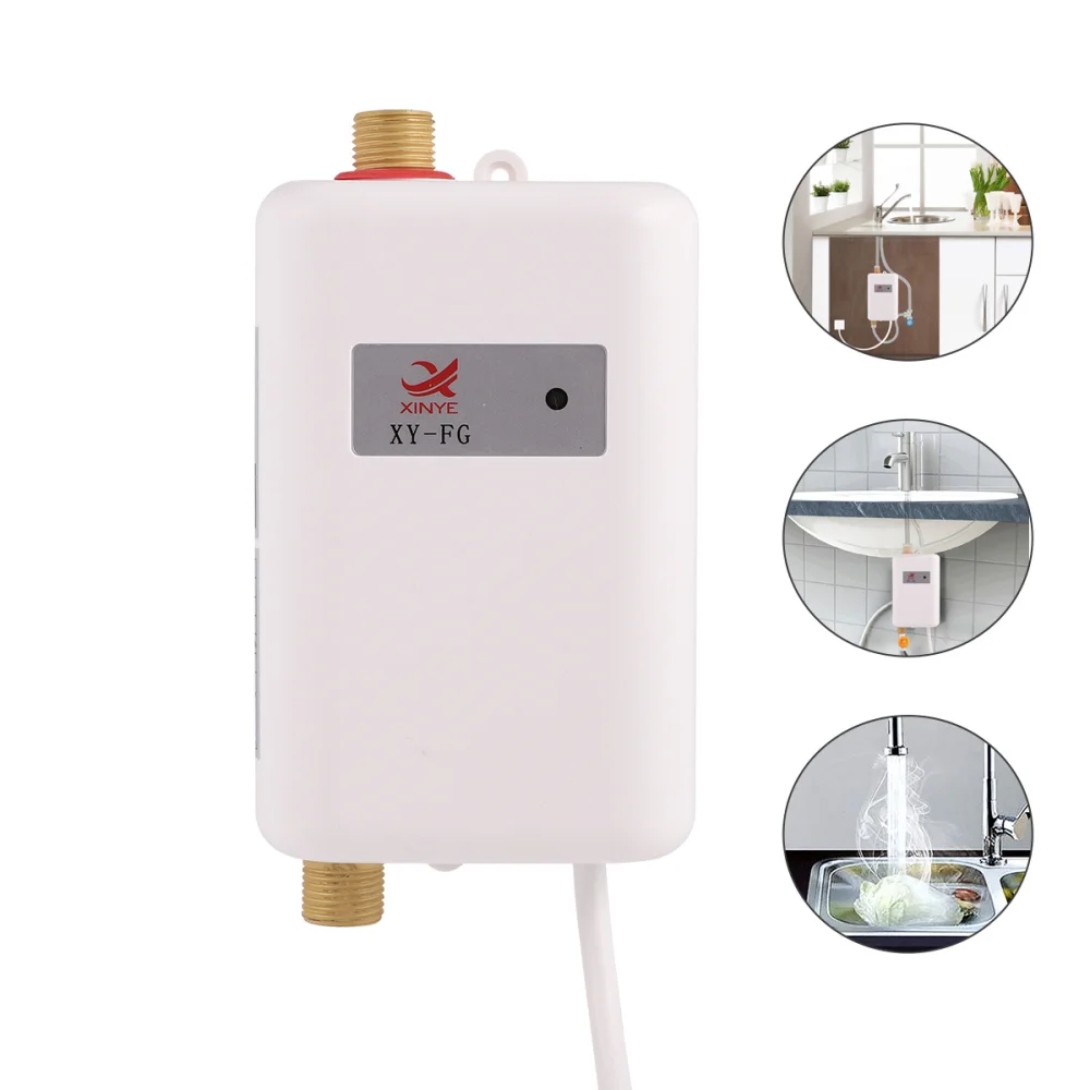 

3800W Mini Water Heater Miniature Water Heat Tap Electric for Kitchen Sink Basin Bathroom with AU Plug (Black)