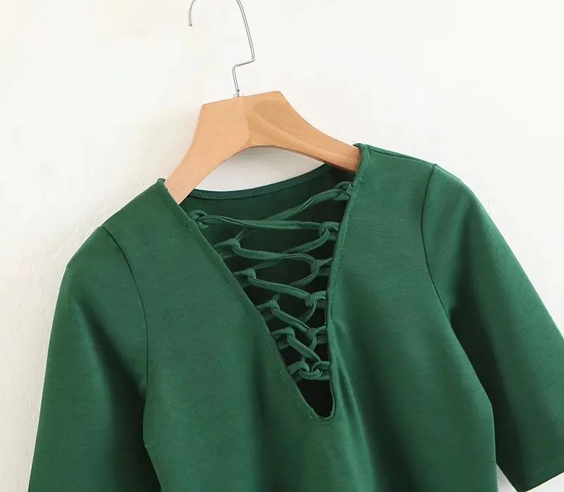 Женское боди с коротким рукавом и V-образным вырезом | Женская одежда