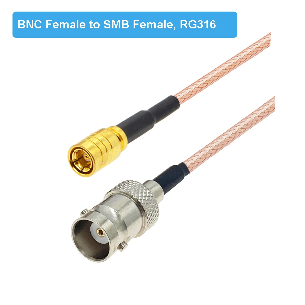 

RG316 Cable Waterproof BNC Female Bulkhead to SMB Female Right Angle Jack 50Ohm RF Coaxial Pigtail Extension Cord Jumper Adapter