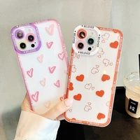 ultra thin cute heart shaped square silicone phone case for iphone 13 12 11 pro xs max xr x se 8 7 plus transparent soft cover
