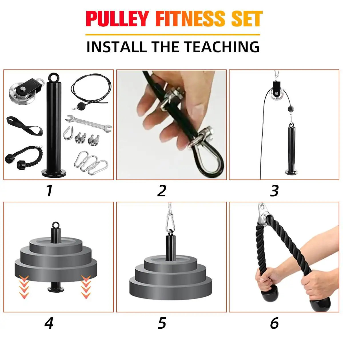 

Fitness DIY Pulley Cable Machine Attachment System Loading Pin Lifting Arm Biceps Triceps Hand Strength Gym Machine Equipment