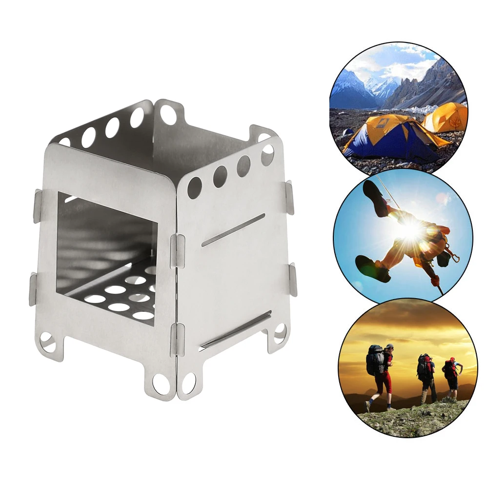 

Portable Outdoor Camping Stove Folding Titanium Wood Burning Stove for Backpacking Survival Cooking Picnic Hunting