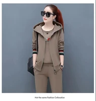 autumn womens casual suit 2021 korean version of long sleeved plus size sweater three piece fashion sportswear